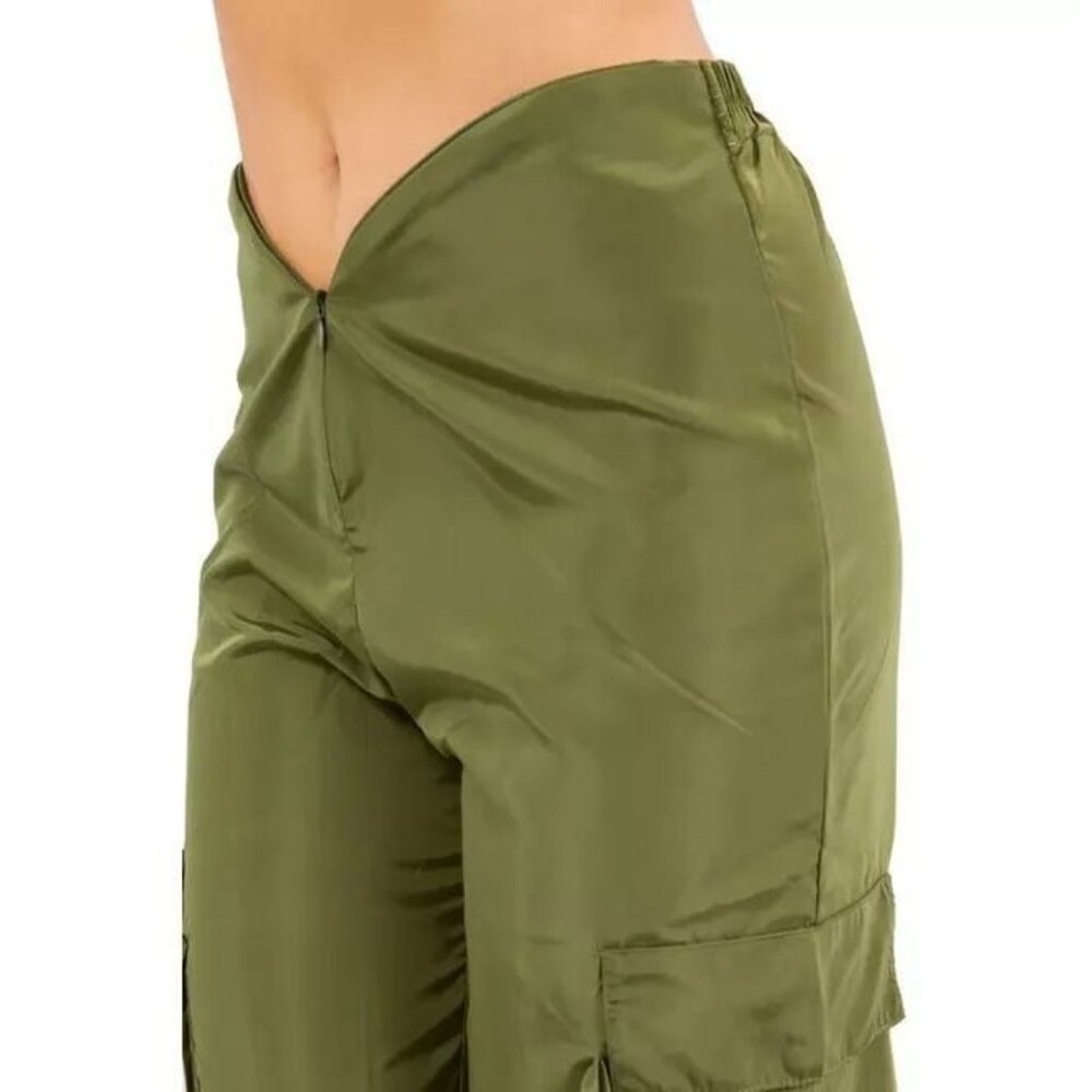 Micas Women's Large Green Cargo Pants Wide Leg Lightweight Casual Streetwear - Picture 3 of 14